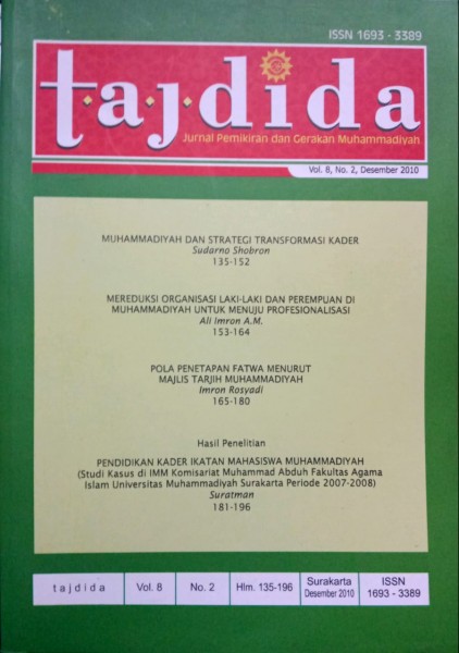 Tajdida: Jurnal Pemikiran dan Gerakan Muhammadiyah