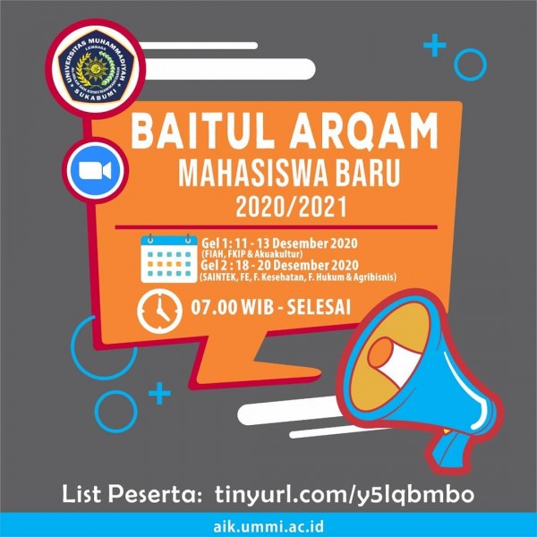 Pengumuman Baitul Arqam Mahasiswa Baru 2020/2021