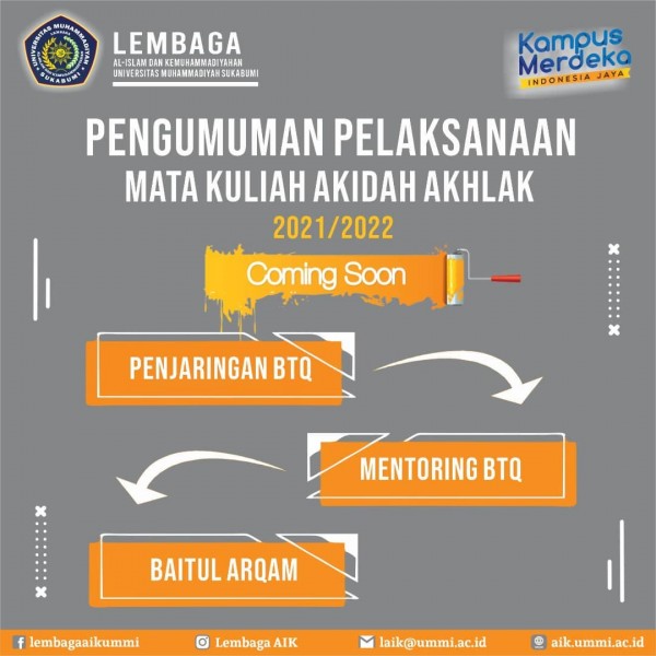 Pengumaman Pelaksanaan Mata Kuliah Akidah Akhlak Tahun Akademik 2021/2022
