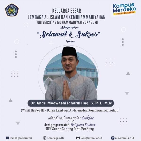 Selamat Kepada Dr. Andri Moewashi IH, S.Th.I., M.M